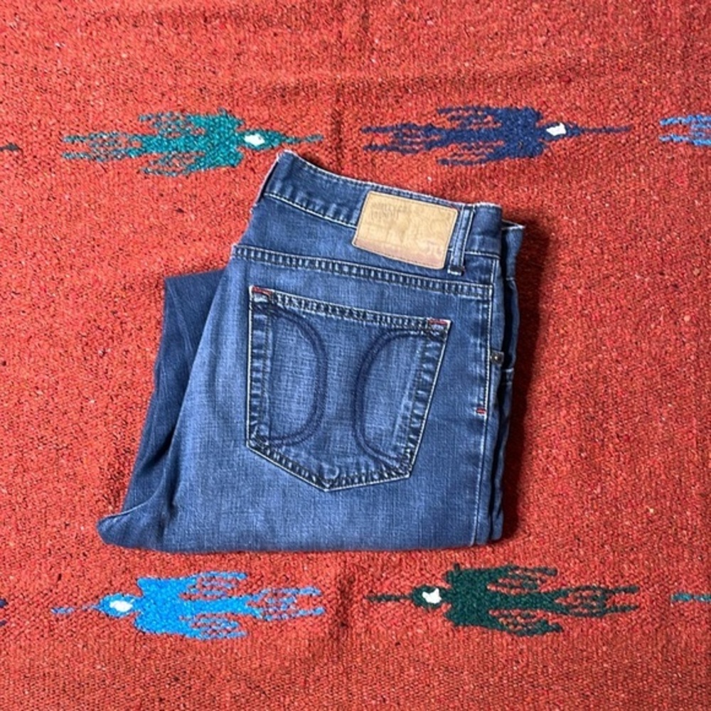 Hurley‎ Y2K Distressed Faded Blue Relaxed Bootcut Mens 33x32 Button Up Work Blue